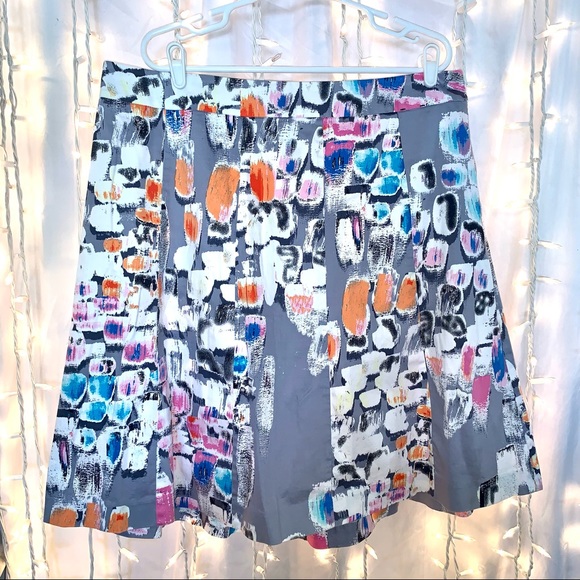 LANE BRYANT ⭐️ Gray Watercolor Cotton Panel Skirt - Picture 7 of 9